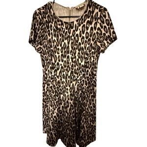 Kate Spade Black and Tan Leopard Print Short Sleeve Dress